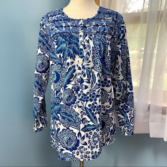 J. Crew Embroidered Floral Popover Top - Picture 2 of 8